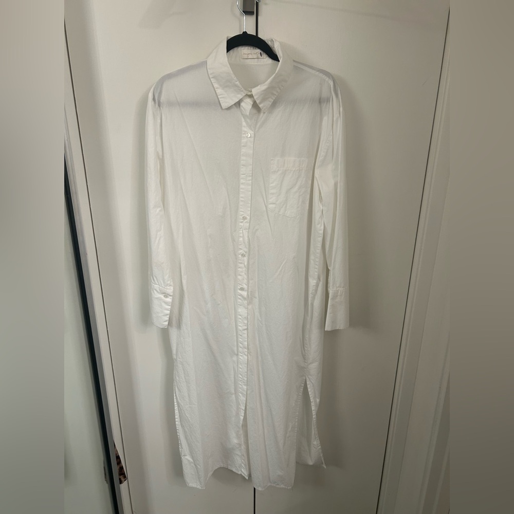 Beige Botany Maxi Cotton Shirt Dress